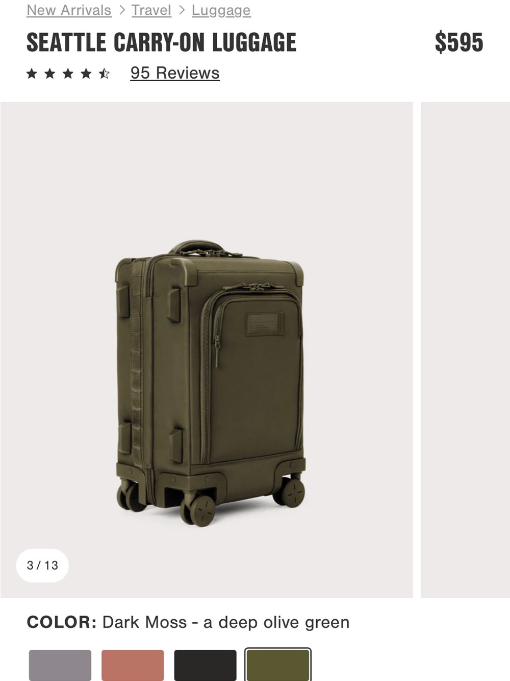 Dagne Dover Seattle Carry-On Luggage — Dark Moss Olive - Picture 3 of 7
